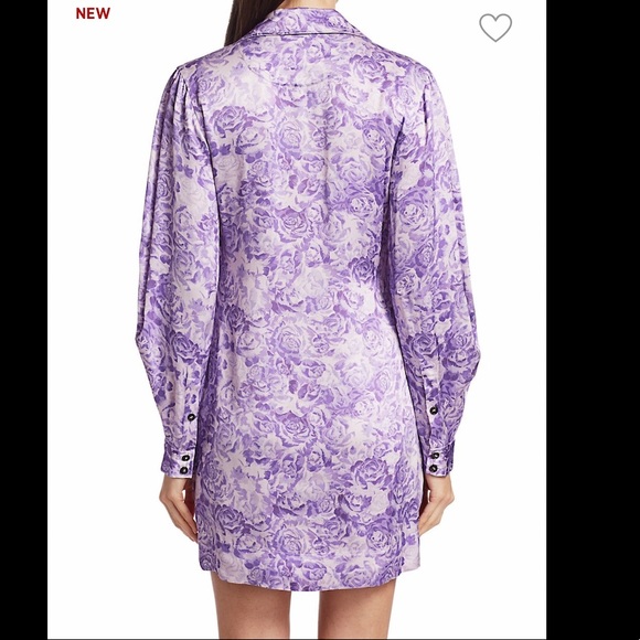 NWT Ganni Long Sleeve Heavy Silk Dress - Picture 6 of 7